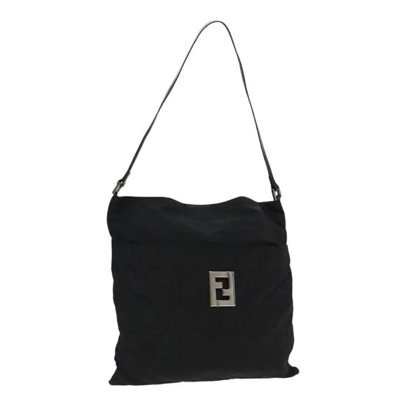 FENDI Zucca Canvas Shoulder Bag Nylon Black Silver - Picture 1 of 13